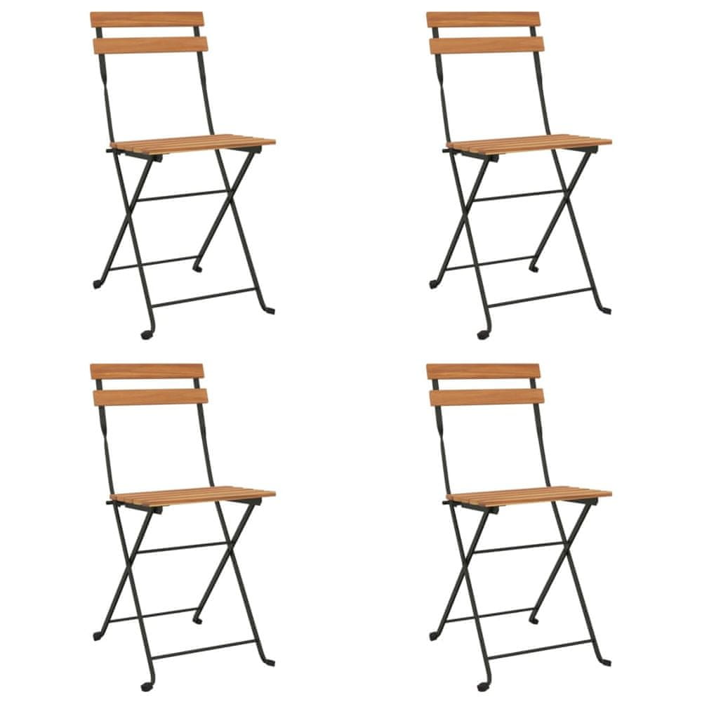 Vidaxl Skladacie bistro stoličky 4 ks tíkový masív a oceľ